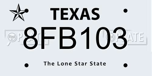 8FB103 Texas License Plate
