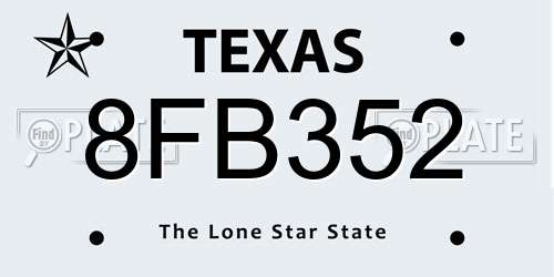 8FB352 Texas License Plate
