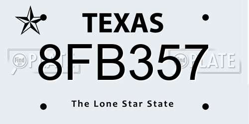 8FB357 Texas License Plate