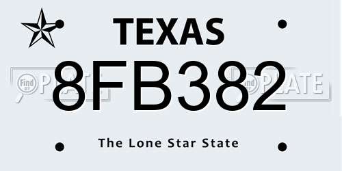 8FB382 Texas License Plate