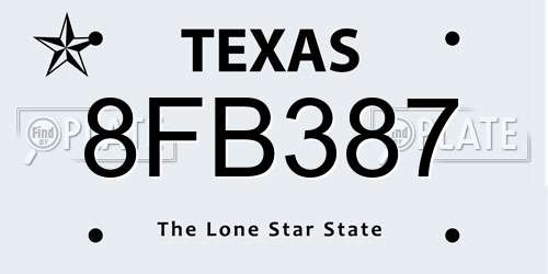 8FB387 Texas License Plate