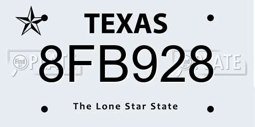 8FB928 Texas License Plate