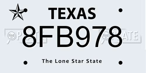 8FB978 Texas License Plate