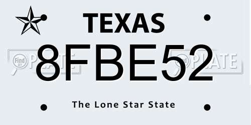 8FBE52 Texas License Plate