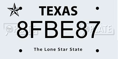 8FBE87 Texas License Plate