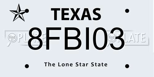 8FBI03 Texas License Plate