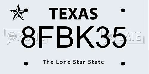 8FBK35 Texas License Plate