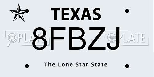 8FBZJ Texas License Plate