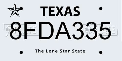 8FDA335 Texas License Plate