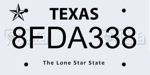 8FDA338 Texas License Plate