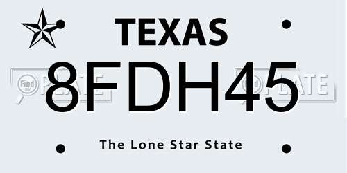 8FDH45 Texas License Plate