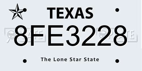 8FE3228 Texas License Plate