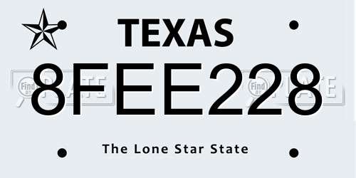 8FEE228 Texas License Plate