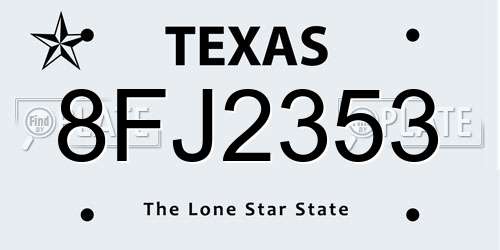 8FJ2353 Texas License Plate