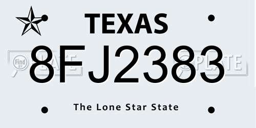 8FJ2383 Texas License Plate