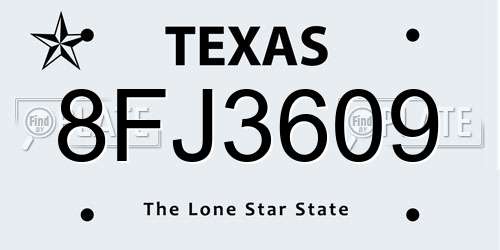8FJ3609 Texas License Plate