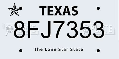 8FJ7353 Texas License Plate