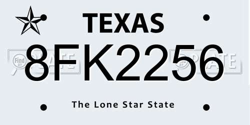 8FK2256 Texas License Plate