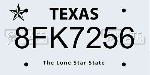 8FK7256 Texas License Plate