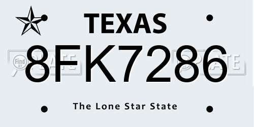 8FK7286 Texas License Plate