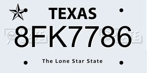 8FK7786 Texas License Plate