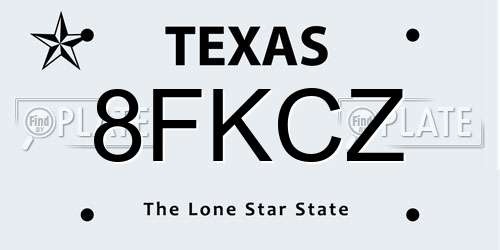 8FKCZ Texas License Plate