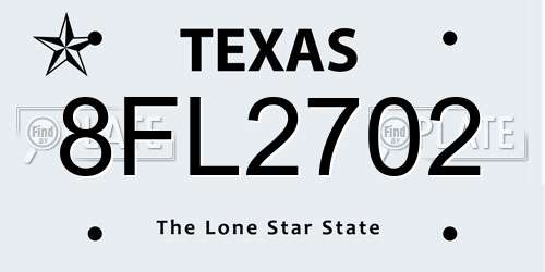 8FL2702 Texas License Plate