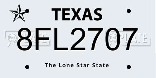 8FL2707 Texas License Plate