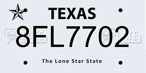 8FL7702 Texas License Plate