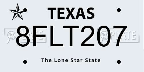 8FLT207 Texas License Plate