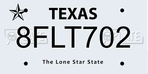 8FLT702 Texas License Plate
