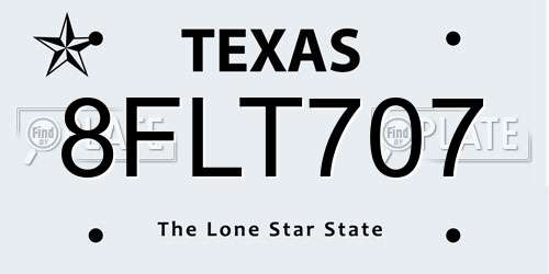8FLT707 Texas License Plate