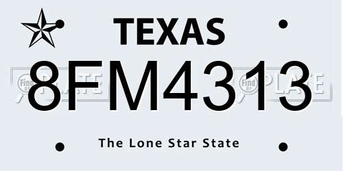 8FM4313 Texas License Plate