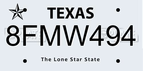 8FMW494 Texas License Plate