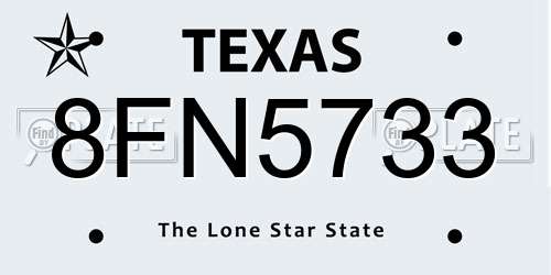 8FN5733 Texas License Plate