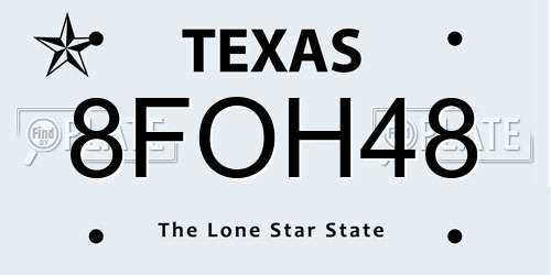 8FOH48 Texas License Plate