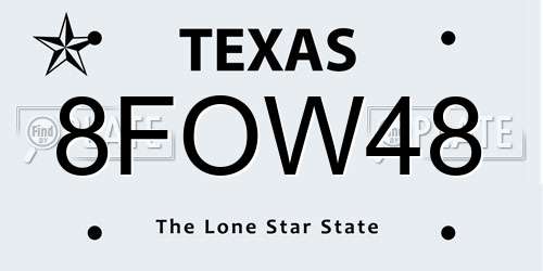 8FOW48 Texas License Plate