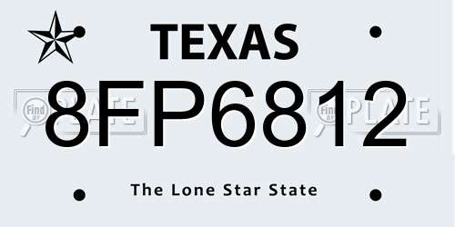 8FP6812 Texas License Plate