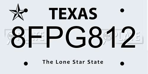 8FPG812 Texas License Plate