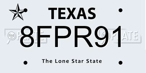 8FPR91 Texas License Plate