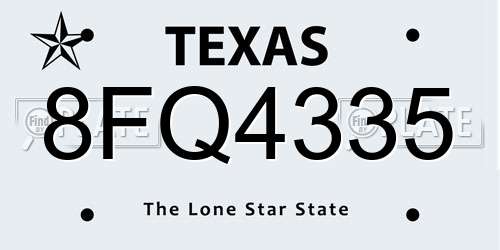 8FQ4335 Texas License Plate