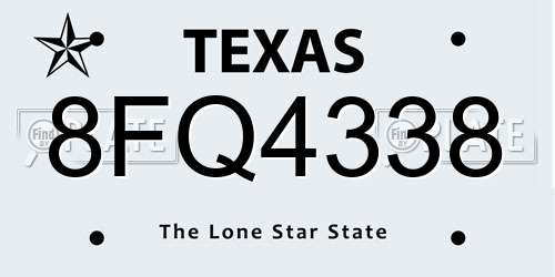 8FQ4338 Texas License Plate