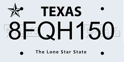 8FQH150 Texas License Plate
