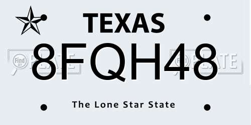 8FQH48 Texas License Plate