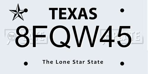 8FQW45 Texas License Plate