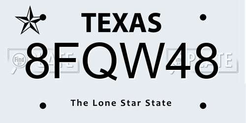 8FQW48 Texas License Plate