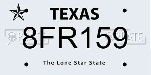8FR159 Texas License Plate