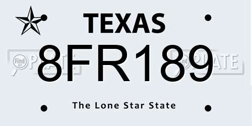 8FR189 Texas License Plate