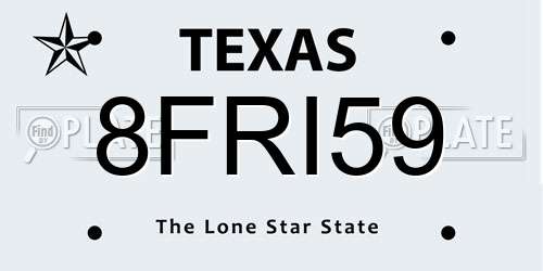 8FRI59 Texas License Plate