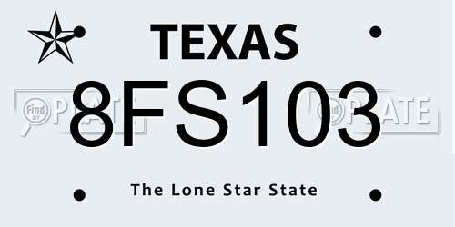 8FS103 Texas License Plate